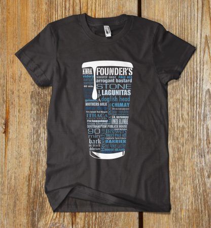 Custom Craft Beer Blue Typography T-Shirt by Distinkt Tees
