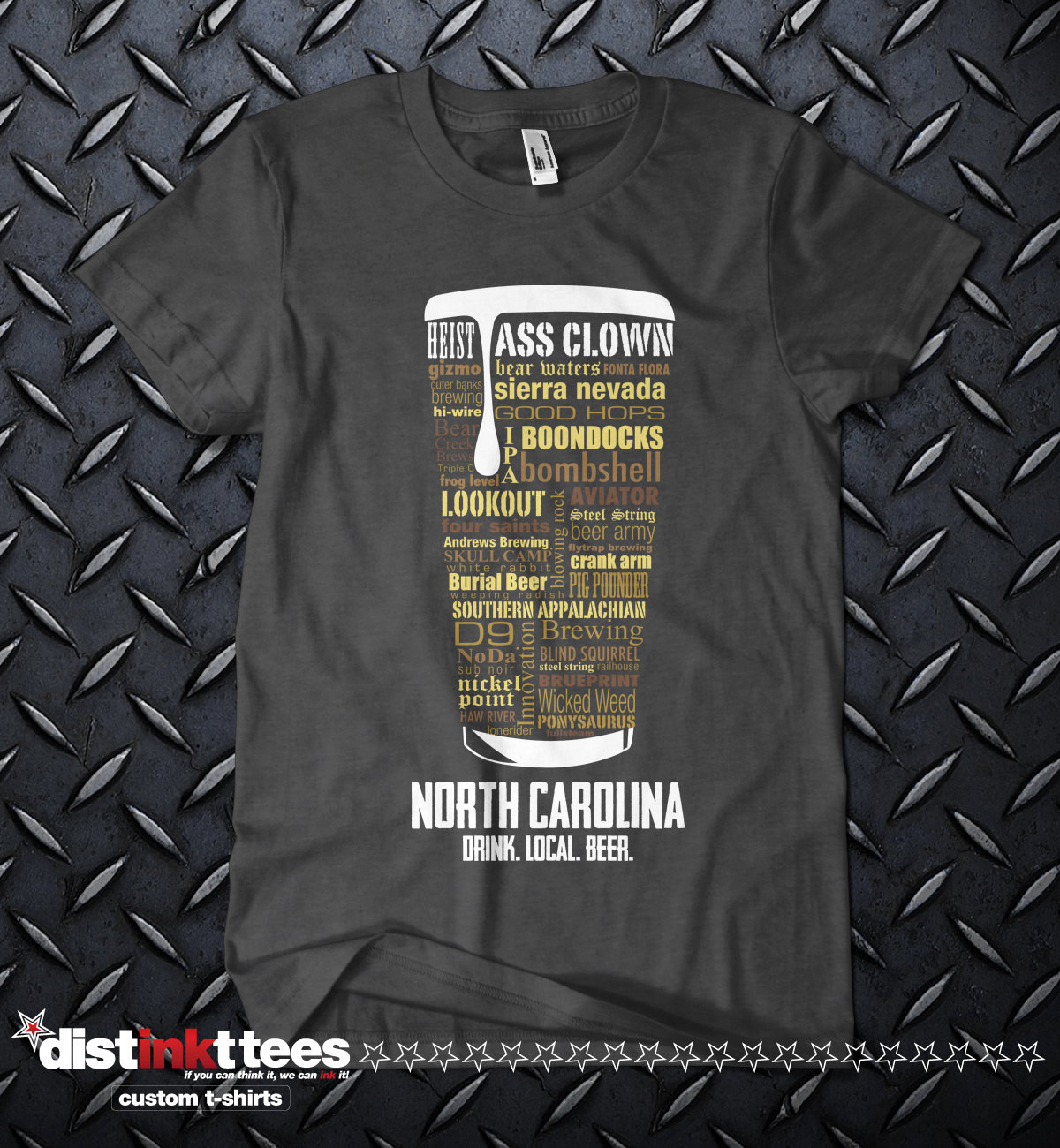 Distinkt Tees North Carolina Craft Beer t shirt Dark Heather