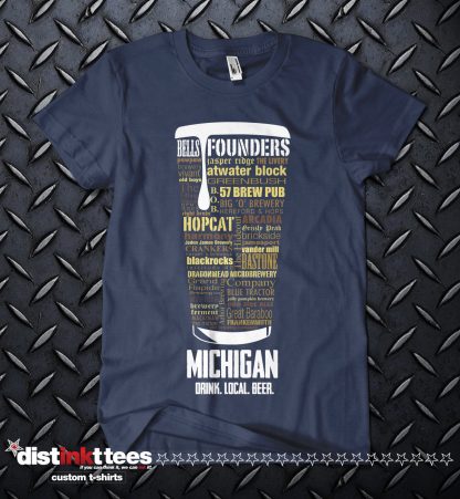 Michigan state Craft Beer Custom Shirt in Navy Blue