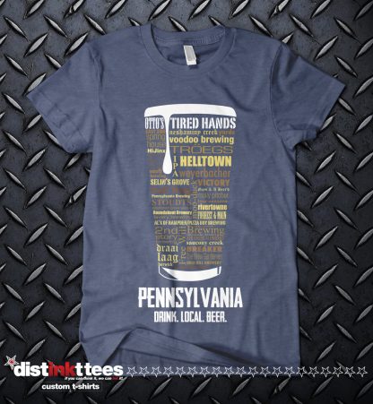 Pennsylvania state Craft Beer Custom T-Shirt in Vintage Navy