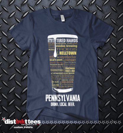 Pennsylvania state Craft Beer Custom T-Shirt in Navy