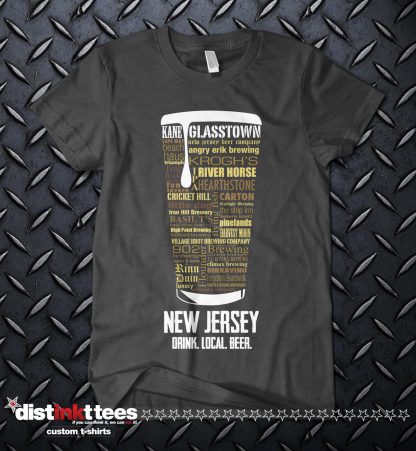 New Jersey State Craft Beer Custom Shirt in Dark Heather Grey designed by Distinkt Tees Ink