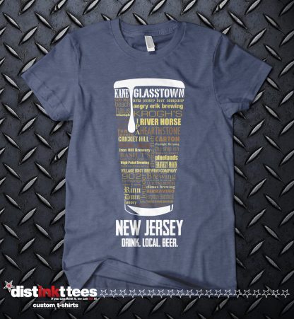 New Jersey State Craft Beer Custom Shirt in Vintage Navy designed by Distinkt Tees Ink
