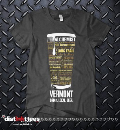 Vermont State Craft Beer Custom Shirt in Dark Heather Grey by Distinkt Tees Ink