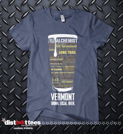 Vermont State Craft Beer Custom Shirt in Vintage Navy designed by Distinkt Tees Ink