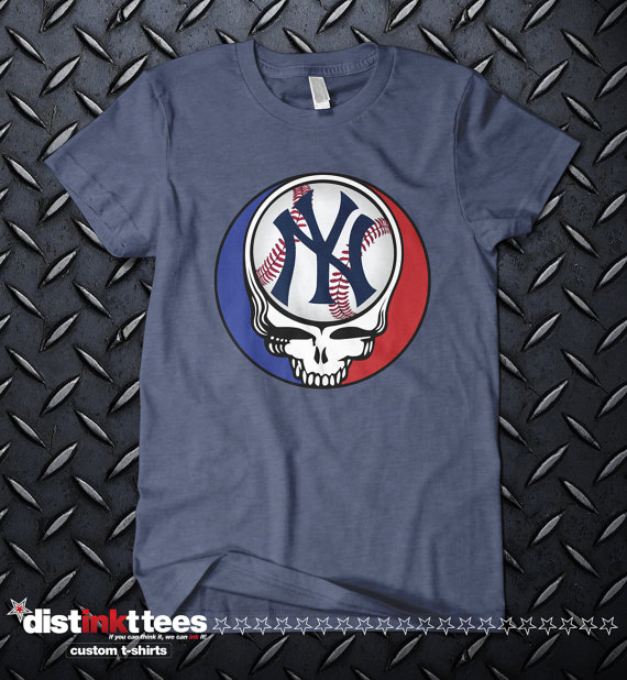 Yankees Grateful Dead Skull T-Shirt - Local Tees Long Island Custom Printed  Apparel
