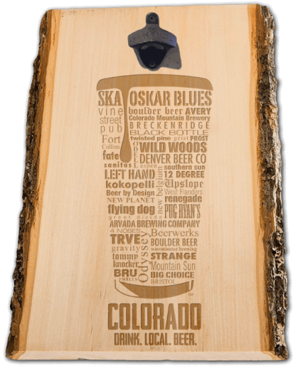Colorado State Craft Beer Laser Engraved Wooden Wall Mount Bottle Opener