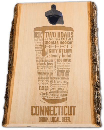Connecticut State Craft Beer Laser Engraved Custom Wooden Wall Mount Bottle Opener