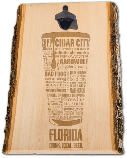 Florida State Craft Beer Laser Engraved Custom Wooden Wall Mount Bottle Opener