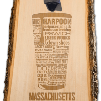Massachusetts State Craft Beer Laser Engraved Custom Wooden Wall Mount Bottle Opener