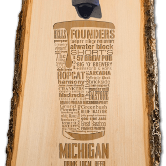 Michigan State Craft Beer Laser Engraved Custom Wooden Wall Mount Bottle Opener