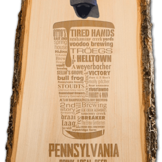 Pennsylvania State Craft Beer Laser Engraved Custom Wooden Wall Mount Bottle Opener