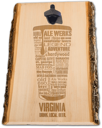 Virginia state Craft Beers Laser Engraved Wooden Wall Mount Bottle Opener