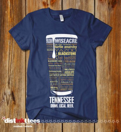 Tennessee state Craft Beer Shirt in Navy Blue