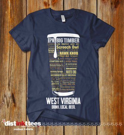West Virginia state Craft Beer Shirt in Navy Blue