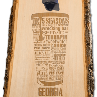 Georgia State Craft Beer Laser Engraved Custom Wooden Wall Mount Bottle Opener