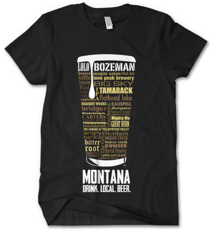 Montana State Craft Beers Custom Typography T-Shirt