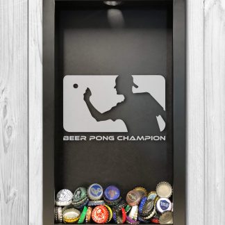 Beer Pong Champion Laser Engraved Shadow Box Beer Cap Collector