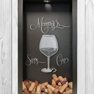 Mommy's Sippy Cup Laser Engraved Wine Cork Collecting Shadow Box