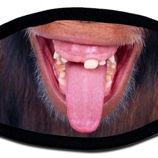 Protective face mask with chimp tongue design by Local Tees Long Island