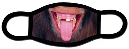 Protective face mask with chimp tongue design by Local Tees Long Island